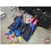 Image 1 : Luggage w/Flippers, Snorkel, Goggles, Novelty Tin Sign, DVDs, Blankets, etc