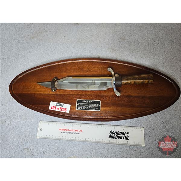Bowie Knife Mounted on Oval Plaque (Reproduction of c.1830 Jim Bowie Knife)