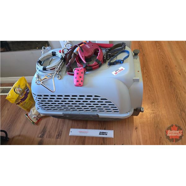 Dog Kennel (Medium Size) w/Collars, Leashes, Tie Up Stake, Dog Treats, etc