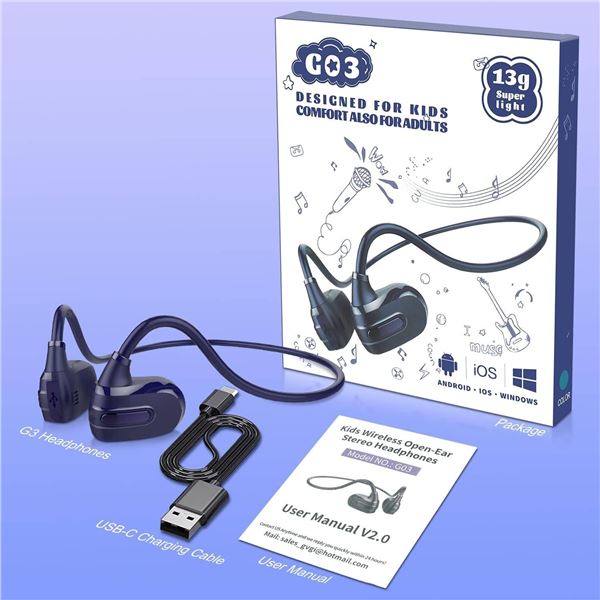 GO3 Wireless Earphones with Bluetooth Capability and USB-C Charging