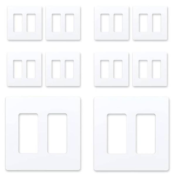 Amerisense 2-Gang Screwless Wall Plate, 10-Pack