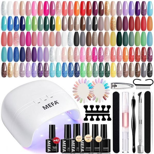 MEFA 60 Pcs Gel Nail Polish Kit with UV/LED LampÂ