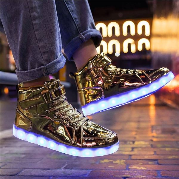 APTESOL Kids LED Light-Up Shoes (Mirror Gold, Size 41) Size 8Â