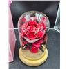 Image 3 : JUNYANG Rose Flowers Gifts for Women, Rose Bouquet in Glass Dome with LED LightÂ 2.7D x 12.7W x 24.9