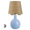 Image 1 : Blue Small Bedside Table Lamp With Rattan Shade, Model X004DD38A5