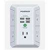 Image 1 : Poweriver Model HR-519A 3U1C-White 5 AC Outlet Wall Unit with USB Ports
