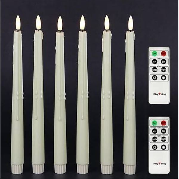 5 LED Wax Taper Candles With 8-Function Remote â€“ Push Activated