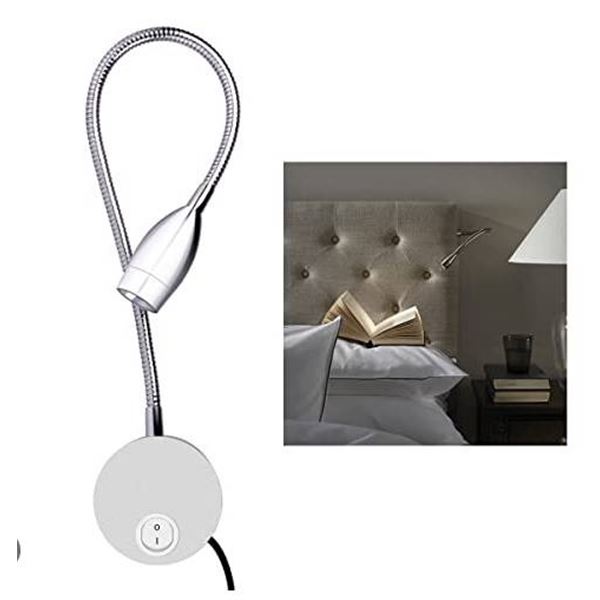 Alldio Bedside Reading Light with LED Bulb and 3000K Warm Light