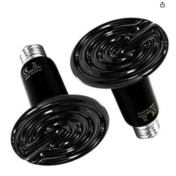 Ceramic Heat Emitter 2-Pack with E26 Screw Base â€“ 110V-120V Heating Lamps