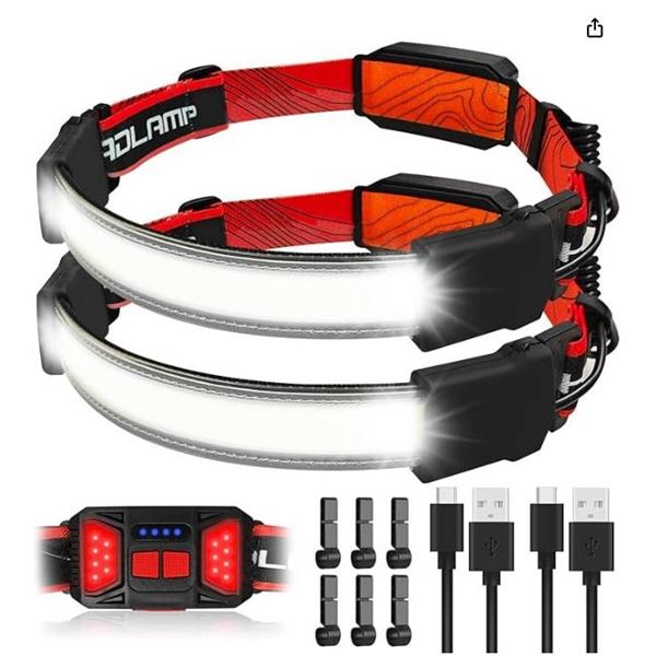 USB Rechargeable Soft Headlamp, 2 Pack