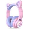 Image 1 : IClever Meow Donut Cat-Ear Kids Headphones with LED Lights for Ages 3+