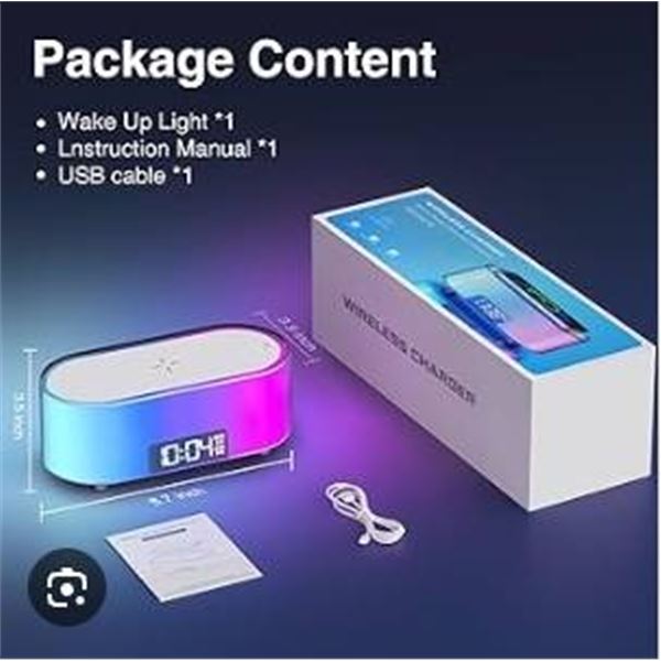 Wireless Charger With LED Lamp and Clock Display