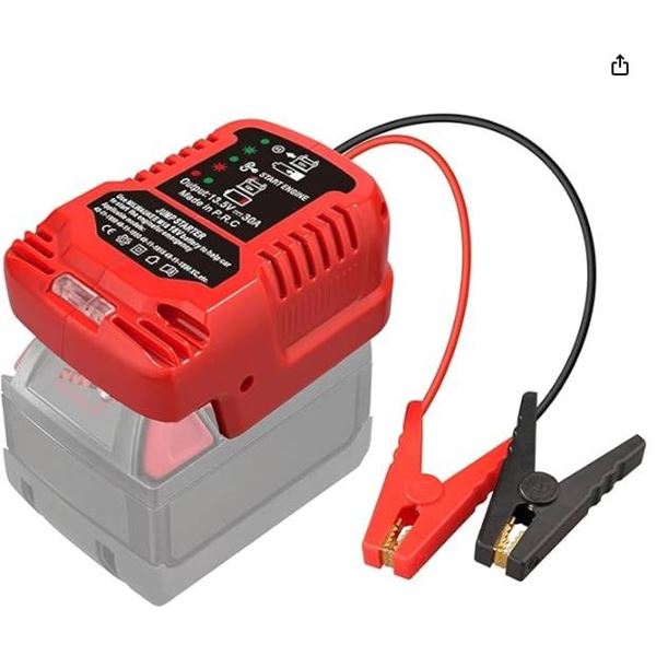 Car Jumper Starter Adapter for Milwaukee 18V Battery, TEPULAS Car Battery Booster with 11AWG Cable 1