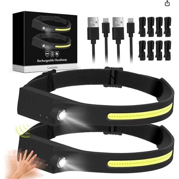 Lanlelin Rechargeable Headlamp with Plastic Headband