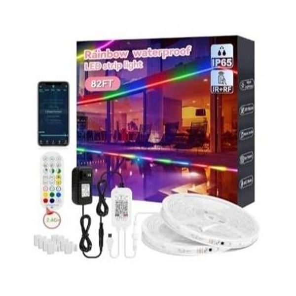 Skzlibry 82ft RGB+IC Outdoor LED Strip Lights with Music Sync and Remote Control