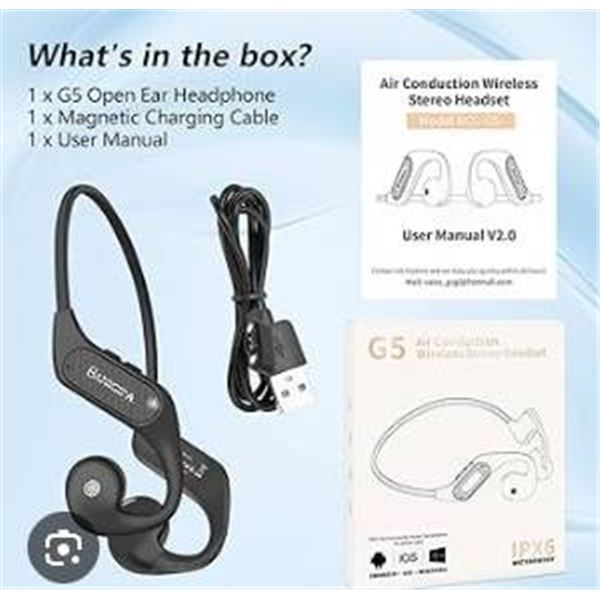 G5 Air Conduction Wireless Stereo Headset with IPX6 Waterproof Rating