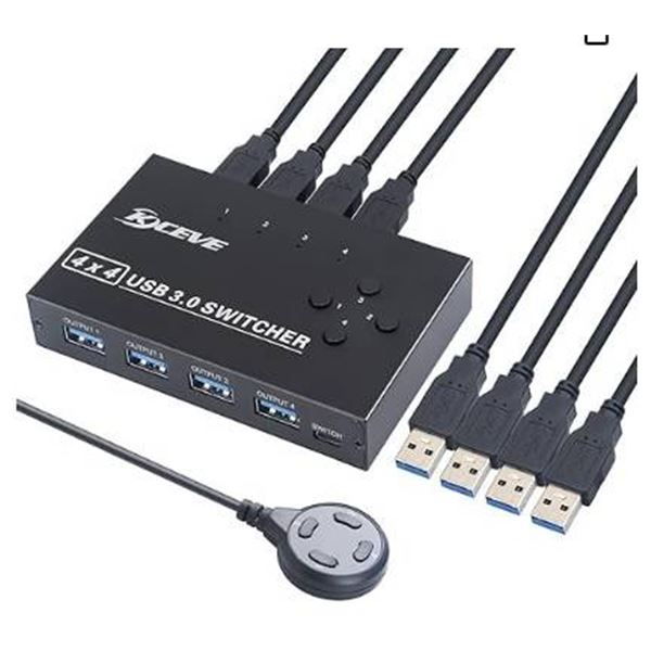KCEVE 4Ã—4 USB 3.0 Switcher for Multi-Device Connectivity