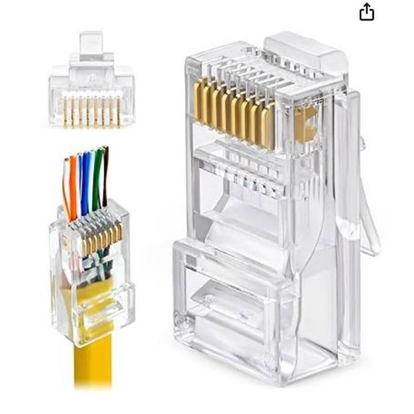 GTZ Cat 6 RJ45 Pass Through Connectors, 200 Pieces