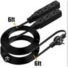 Image 1 : Black Dual Power Strip with Six Outlets and Long Cable