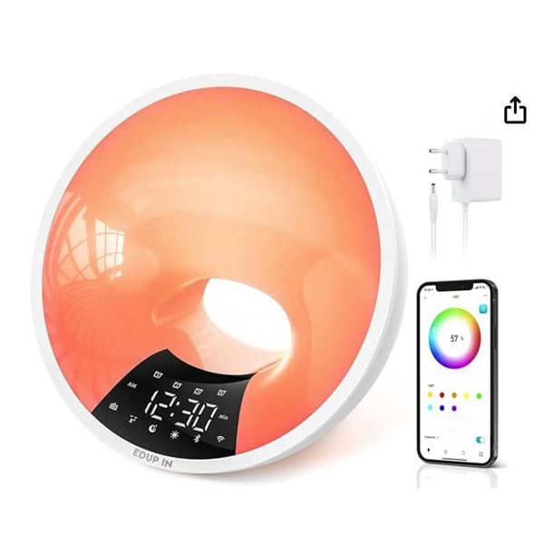 EDUP IN A90 Smart Wake-Up Light with Bluetooth Speaker and Alarm Clock