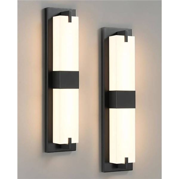 Lot of 2 WOSHITU Black Wall Sconce Light – Modern Dimmable Wall Sconces Set of Two