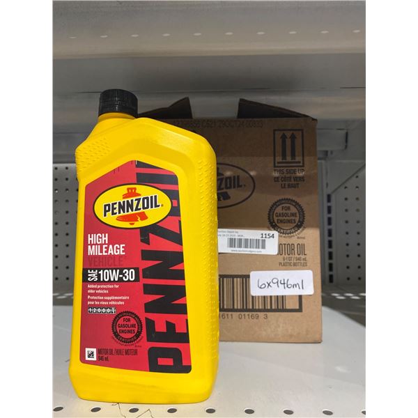 Pennzoil High Mileage SAE 10W-30 Motor Oil, 6 x 946 mL