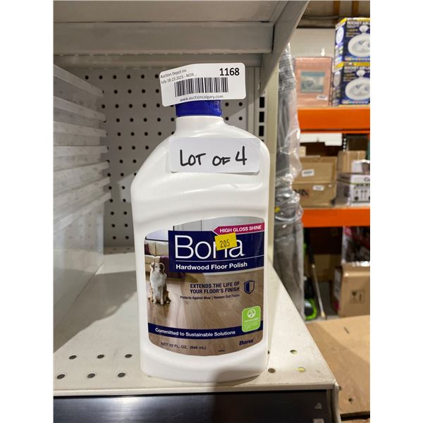 Bona Hardwood Floor Polish – High Gloss Shine, 32 Fl. Oz, Lot of 4