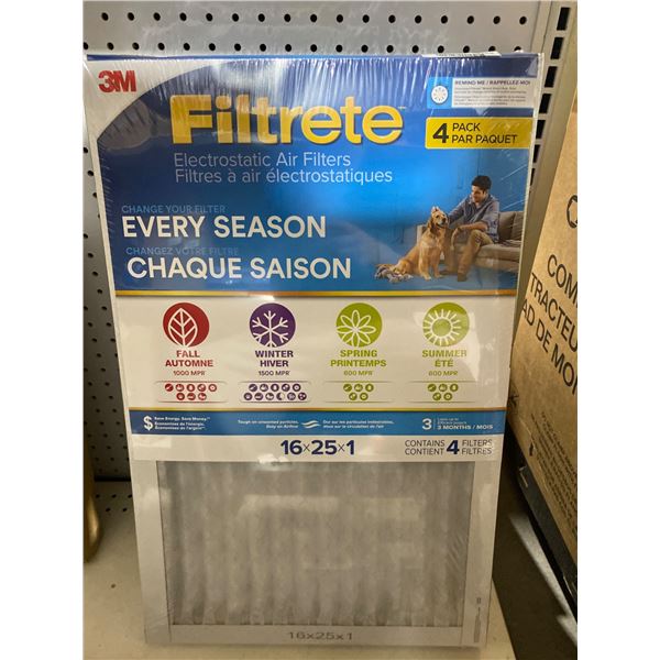 3M Filtrete 16x25x1 Electrostatic Air Filters, 4-Pack