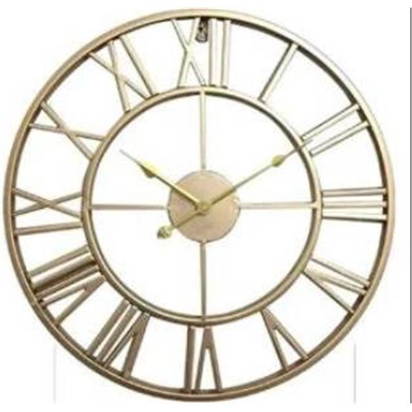 24″ Large Metal Wall Clock With Roman Numerals