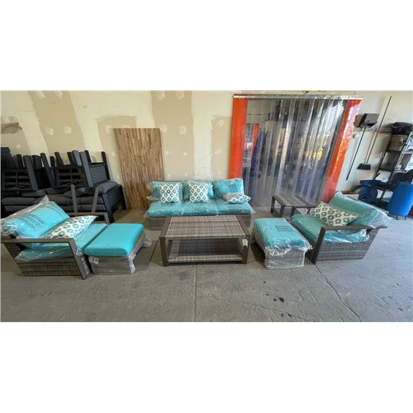 Outdoor Wicker Patio Furniture Set with Cushions and Accent Pillows