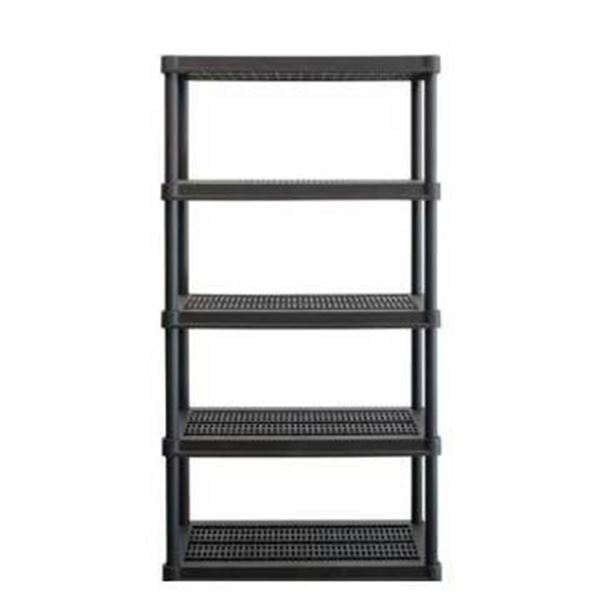 Ramtuff 5-Level Resin Shelving Unit, 35.8×17.5×73 in, Black