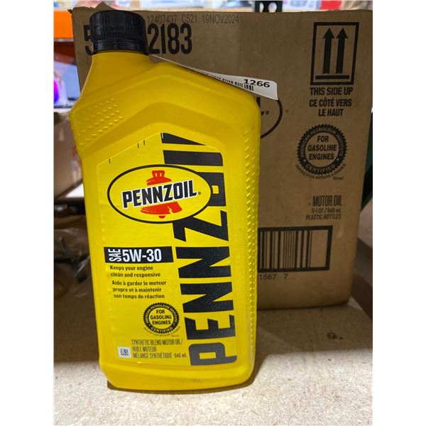 Lot of 6 Pennzoil SAE 5W-30 Synthetic Blend Motor Oil 946 mL Bottles