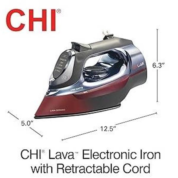 CHI Lava Electronic Iron With Retractable Cord and Ceramic Soleplate