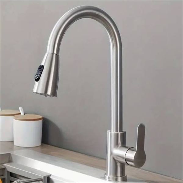 Single Handle Pull Down Kitchen Faucet with Installation Components