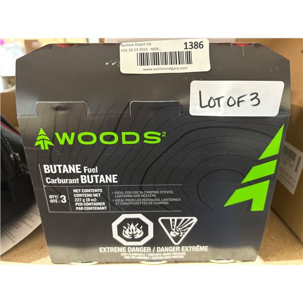 Woods Butane Fuel Lot of 3 Cartridges