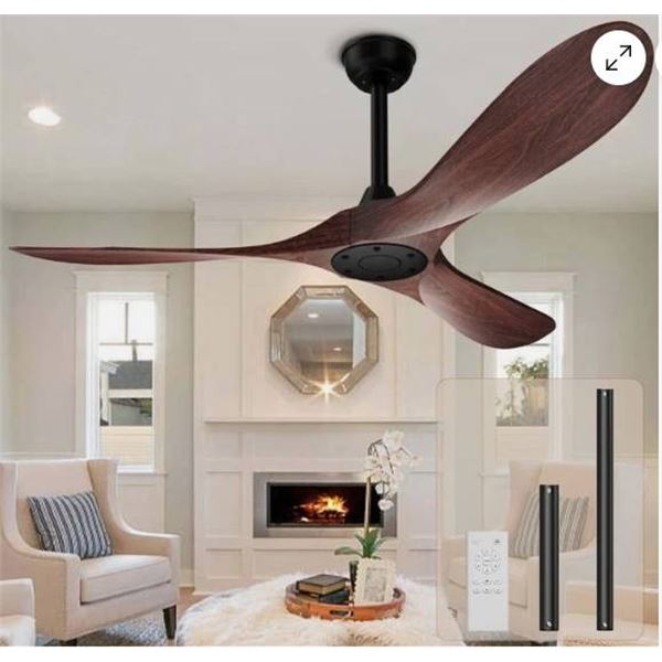 Ceiling Fan Model YM-QIWABS001-52 with Installation Guide Included