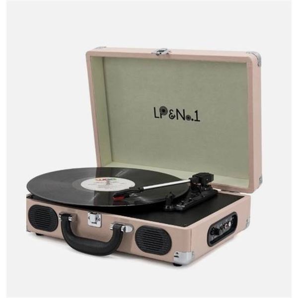 LP&No.1 Model LPSC-002 Vintage Suitcase Turntable in Grey or Light Pink