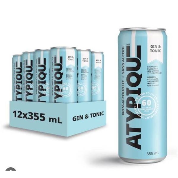 Atypique Non-Alcoholic Gin and Tonic, 12 x 355 mL Cans
