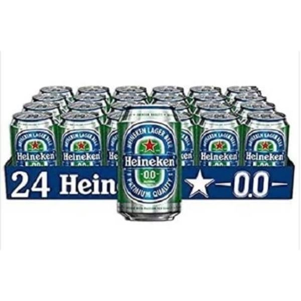 Heineken 0.0 Non-Alcoholic Beer, 24 Cans of 330ml Each