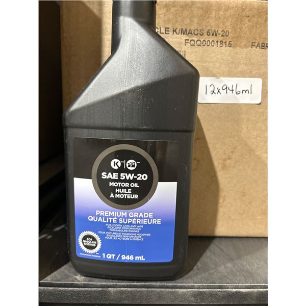 K/MACS SAE 5W-20 Motor Oil, 1 QT (946mL), Pack of 12