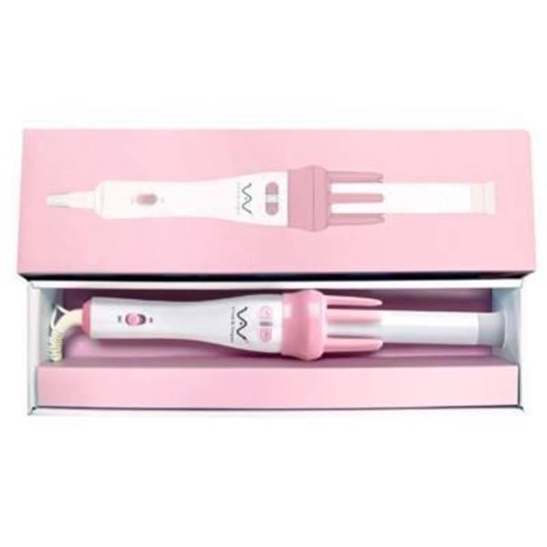 Pink and White Hair Curling Iron with Adjustable Heat Settings