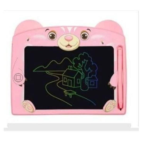 LCD Writing Tablet with Pink Cat Design and Stylus