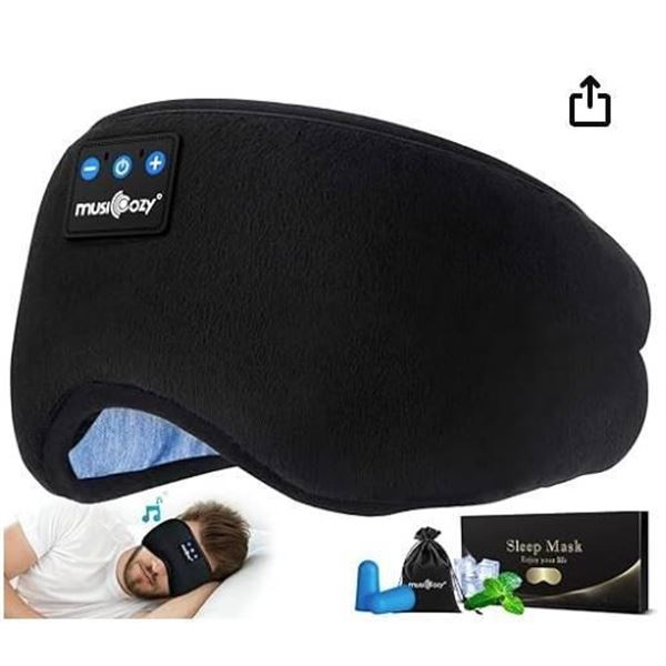 Musicozy Bluetooth Sleep Mask With Wireless Headphones, Black