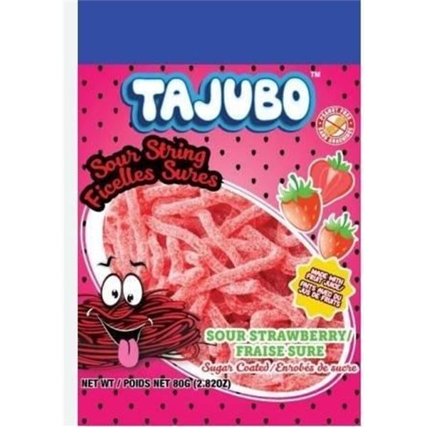 Tajubo Sour Strawberry Strings 80g Pack of 12