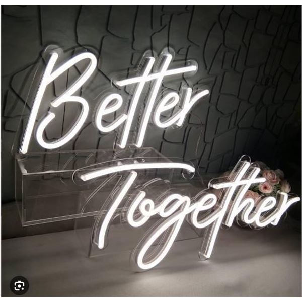 Better Together LED Neon Sign with Power Cable and Chain