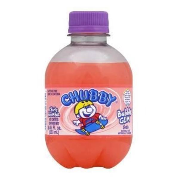 Chubby Bubble Gum Flavored Soft Drink, 12 x 250 ml Bottles