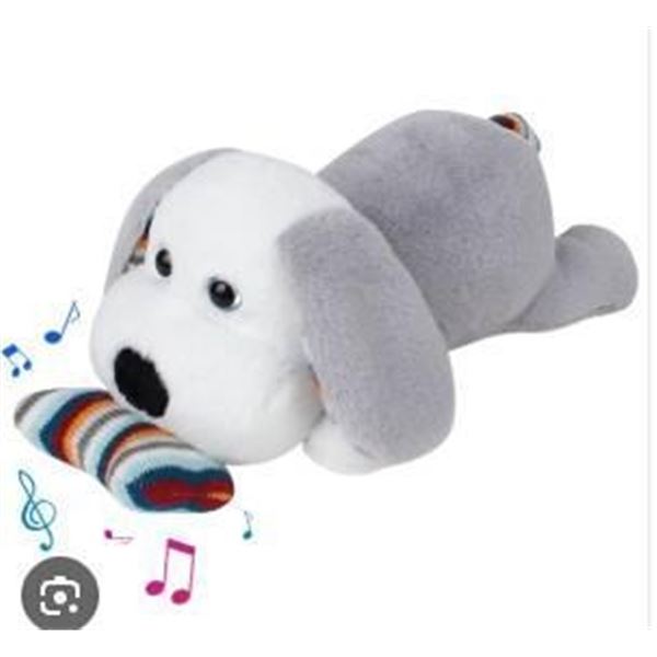 Stuffed Plush Dog Toy Featuring Striped Accessories