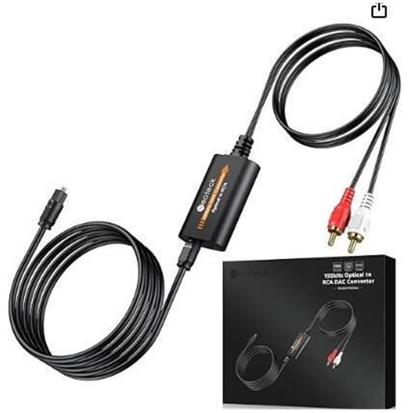 Neoteck 192kHz Optical to RCA DAC Audio Converter with Cables