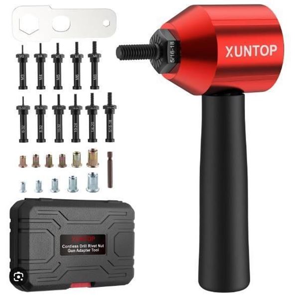 Xuntop Cordless Drill Rivet Nut Gun Adapter Tool Set