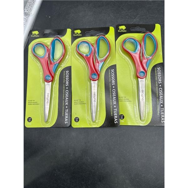 3 Buffalo C1196 Scissors with Blunt Tip, Stainless Steel, 6.75 Inches